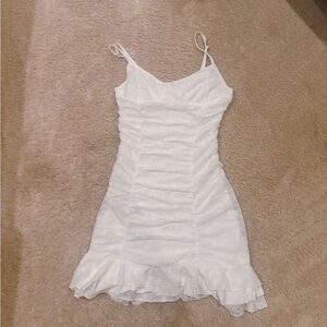 Elegant White Ruched Dress